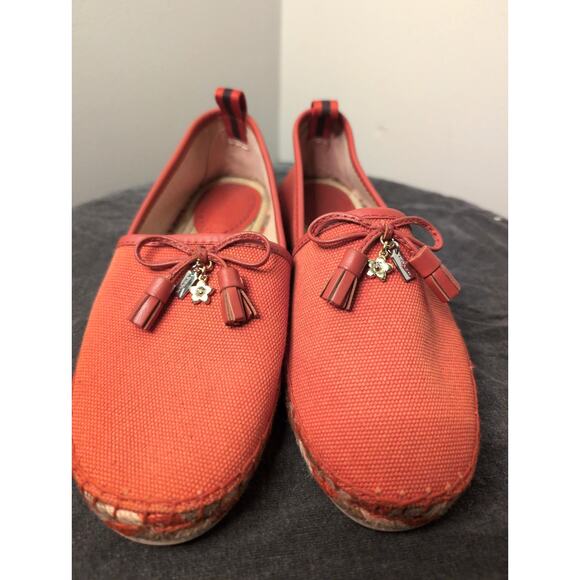 Coach Madison Tassel Bow Espadrille Flats Designer Orange NWOT 5.5 - Picture 2 of 10